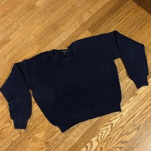 Walter Baker lady crop top Navy Ribbed Crewneck Sweater